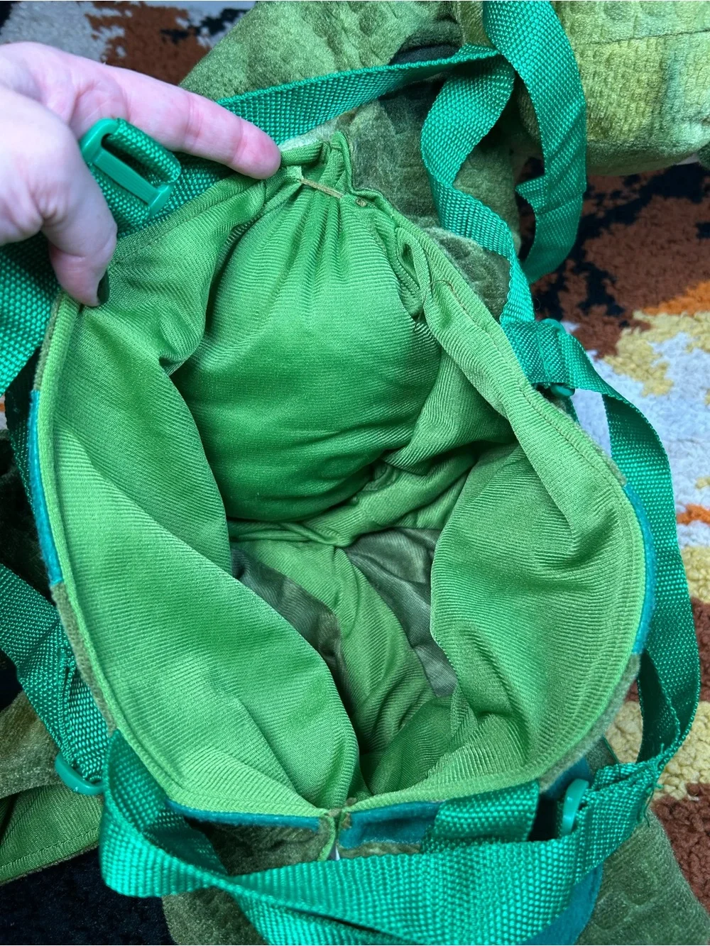 Ride along, Green Dino costume!!